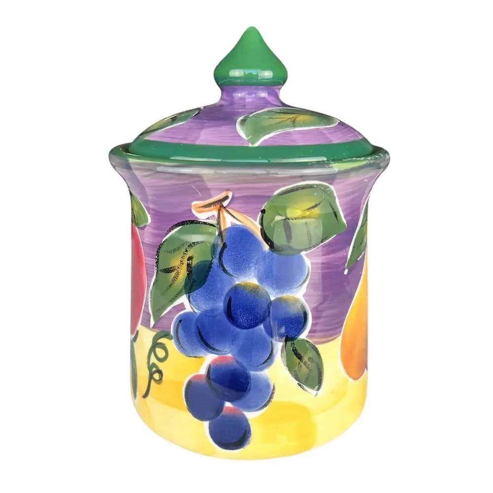 Tabletops Unlimited Vintage Scandicci Hand Painted Ceramic Fruit Canister Set 3